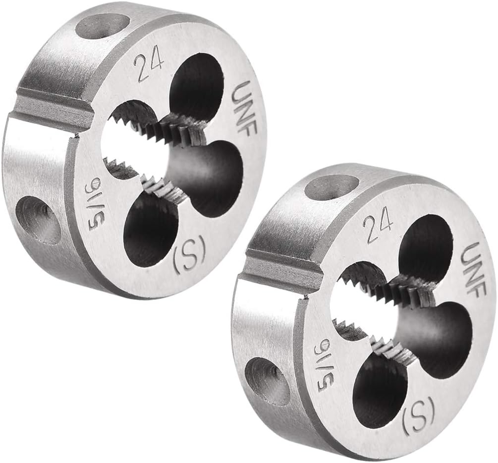uxcell 3/8-24 UNF Round Die, Machine Thread Right Hand Threading Die, Alloy Tool Steel Screw Thread Cutting Die, 2pcs