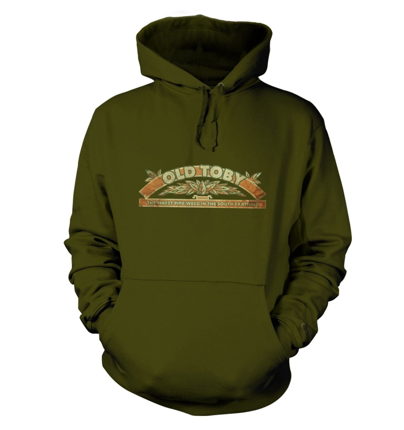Tv And Film Hoodies By Big Mouth Men's Olive Green Old Toby Pipe Weed Hoodie - Film Movie Geeky Tshirt - X Large (52"