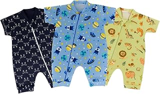 Kit 3 Macaquinho Menino Para Bebês Verão Dia A Dia Macacão Infantil Com Zíper Estampado Canelado