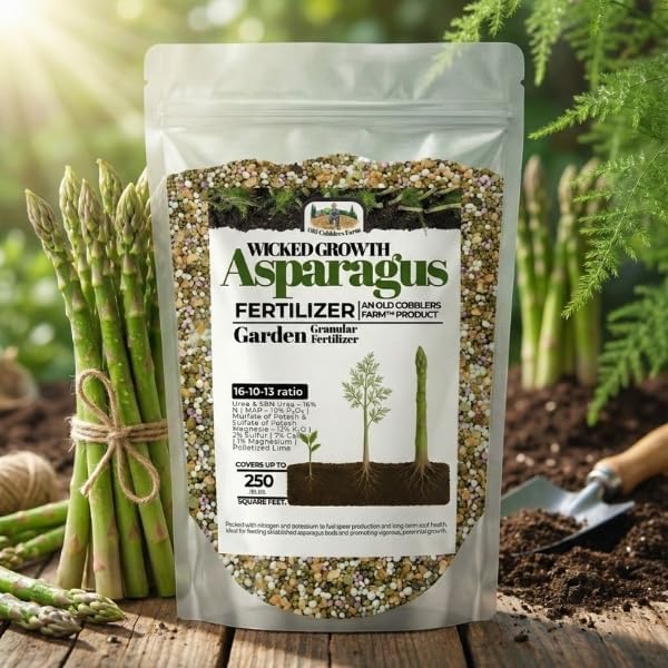 Old Cobblers Farm™ Wicked Growth Asparagus Fertilizer – Balanced Formula for Healthy Spears & Strong Root Growth – Supports Early Season Growth (5 lbs | 10 lbs | 15 lbs | 20 lbs) (5 lbs)