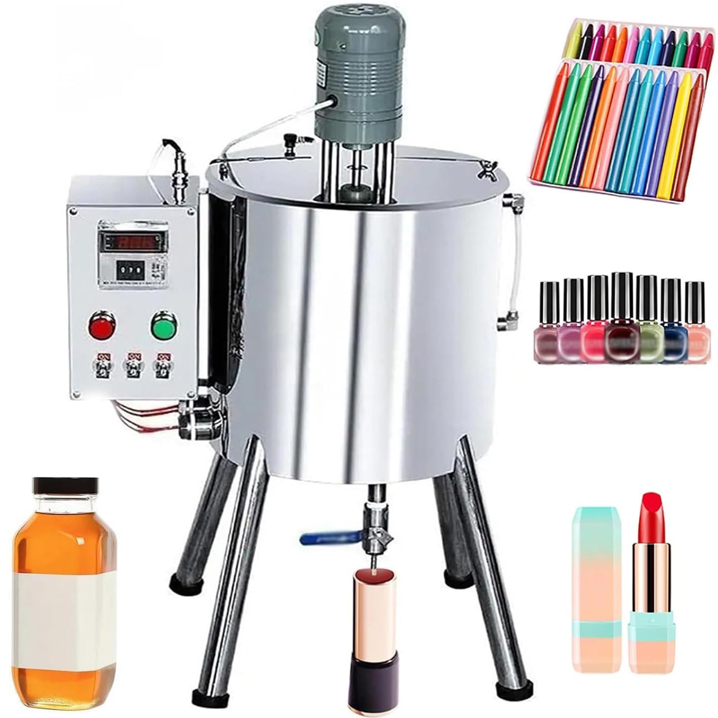 Máquina de llenado de mezcla de calefacción eléctrica, tanque de agitación de acero inoxidable, pantalla de temperatura, 30-40 botellas/min, diámetro de llenado de 6 mm