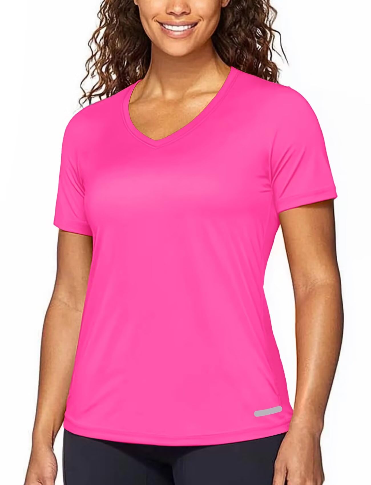 Zengjo Womens Running Shirts Quick Dry Short Sleeve Workout Yoga Tops V Neck Athletic Tees Sports Exercise Wicking T-Shirt