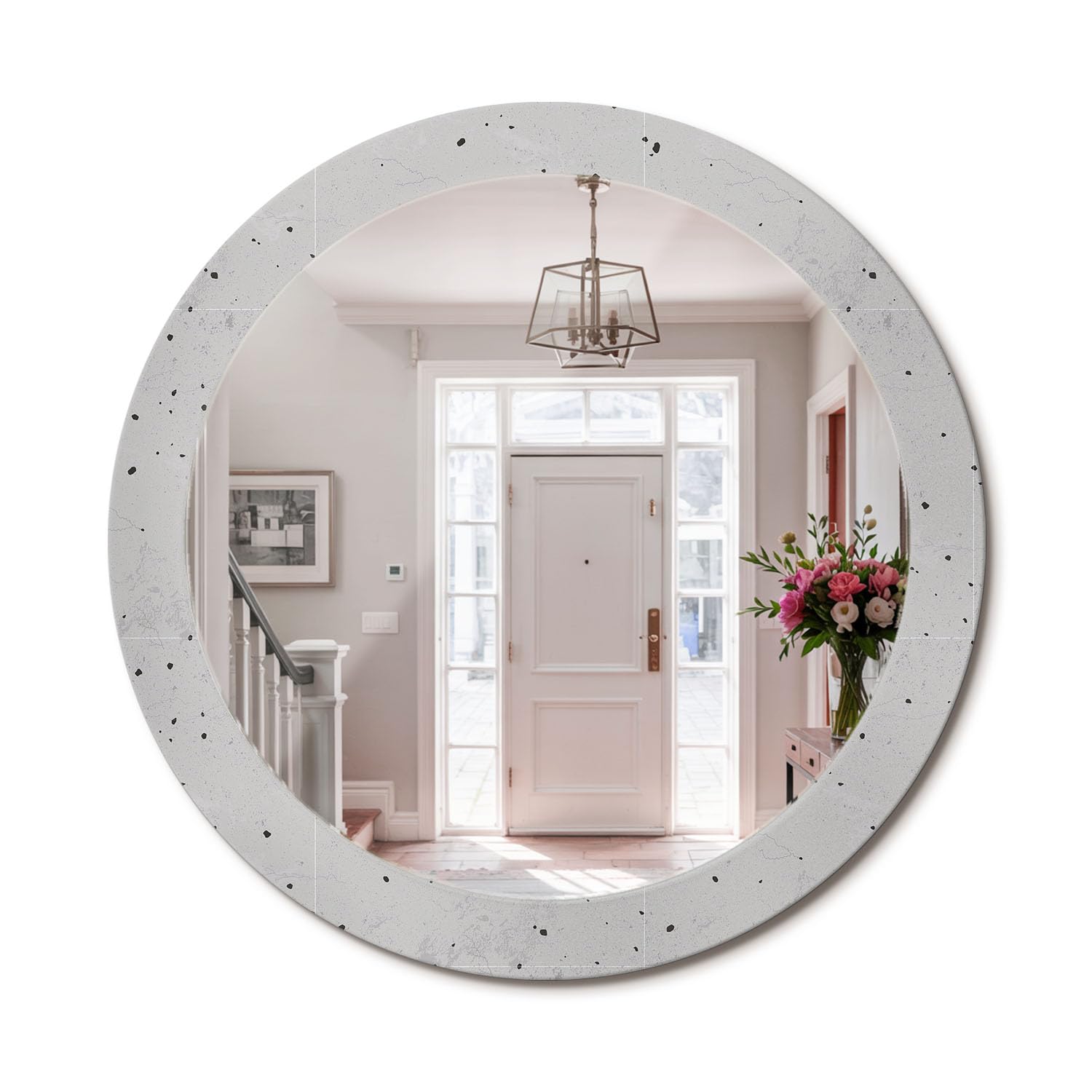 Miroir artistique en verre de 80 cm à effet béton texturé