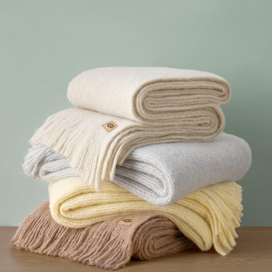 UGG Knit Throw Blanket – Soft Lightweight Throw Blanket for Couch, Bed Throws or Luxury Home Decor, Blankets & Throws for Home, Living Room and Bedroom, 50" x 70" (Margot) (Cream)