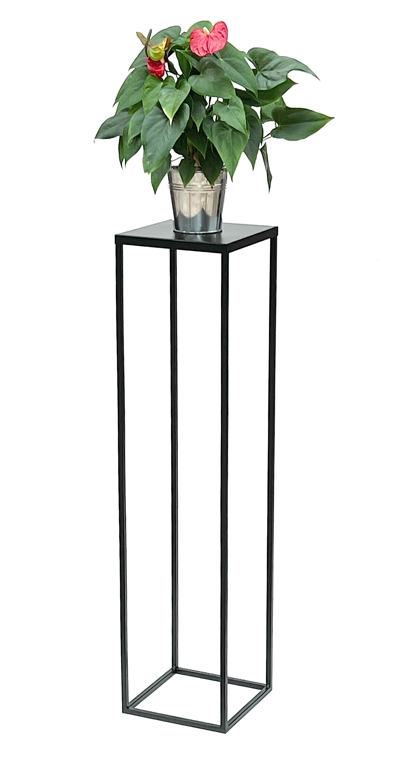 DanDiBo Bloemenkruk, metaal, zwart, vierkant, bloemenstandaard, bijzettafel, set van 3, bloemenzuil, moderne plantenstandaard, plantenkruk