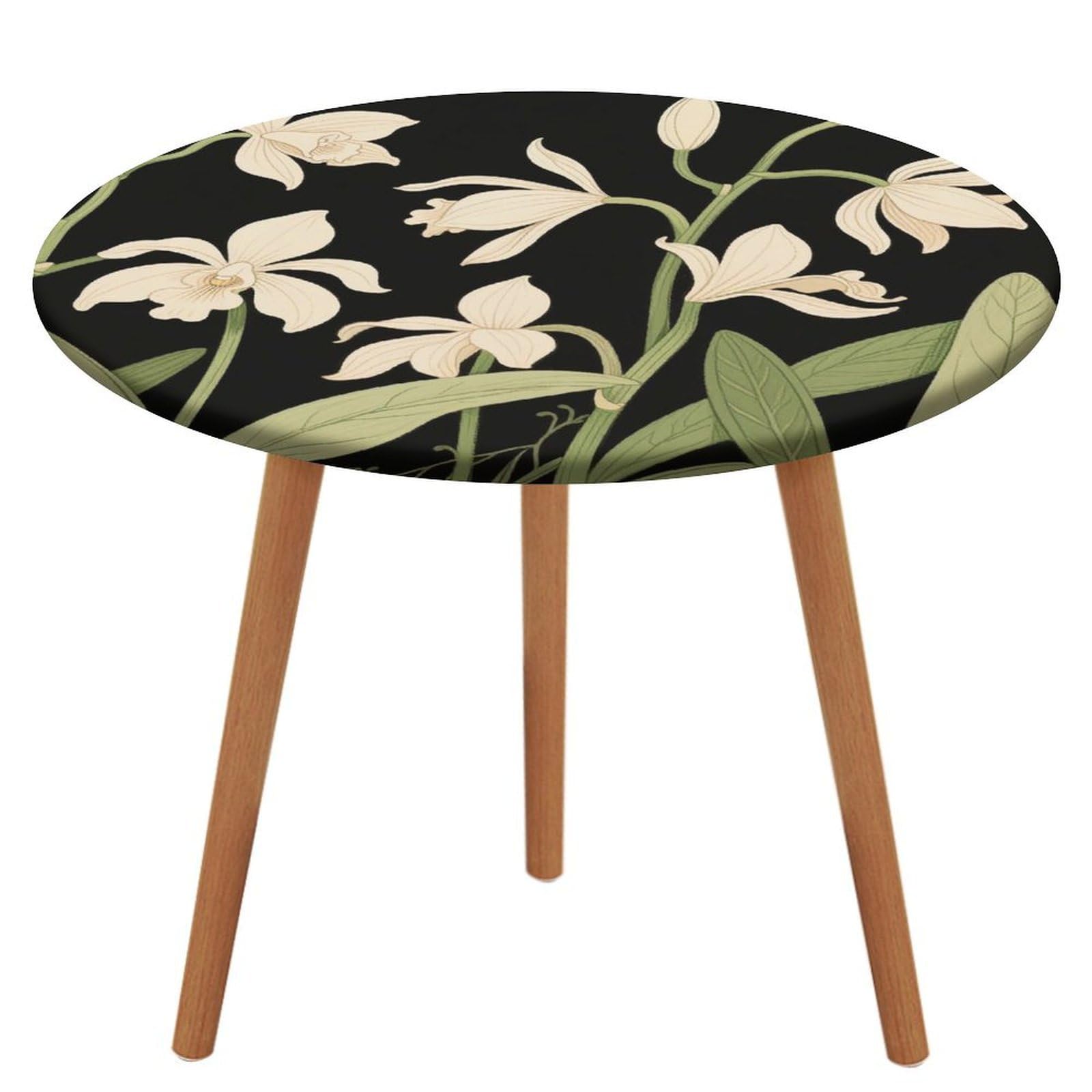 Nappe ronde en spandex noir pour éliminer les plis et les envolées de nappe en camping