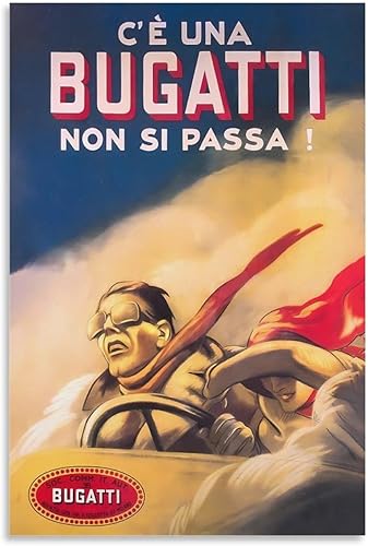 AAHARYA Póster de auto Bugatti vintage de 1922, impresión en lienzo, pósteres e impresiones artísticas de pared para sala de estar, dormitorio,