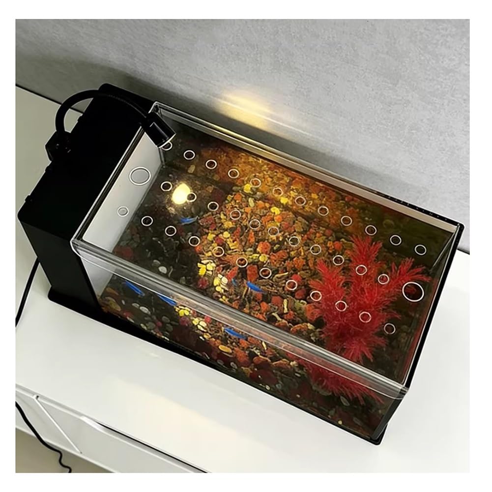 Rygcrud Acrylique Couvercle D'aquarium, Couvercle Carré Couvercle D'aquarium avec Trappe d'alimentation Panneau Contre-Saut pour Empêcher Le Chat(51x21.5cm)