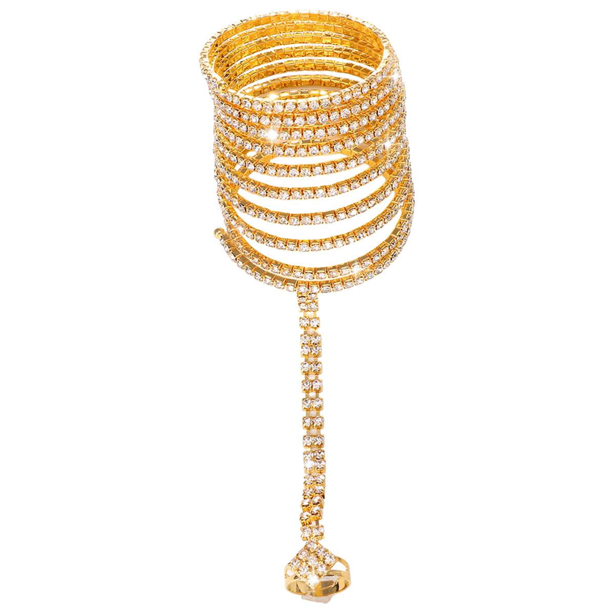 GEHNEY joy of jewels Fancy Alloy Crystals Bracelet with Ring Chain, All Occasions Stylish Jewelry Bracelets for Women & Girls (Gold) (B0CJCFF11G) Amazon Price History, Amazon Price Tracker