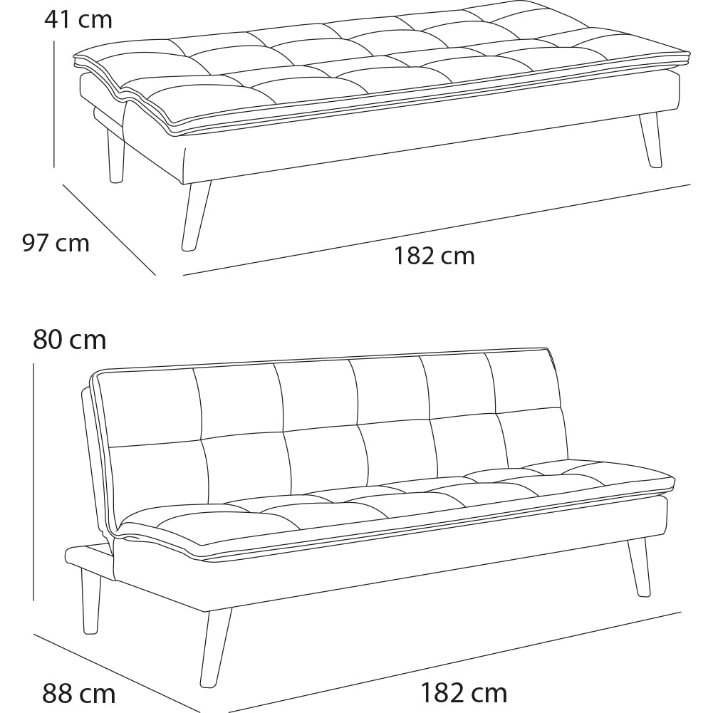 BAKAJI Divano Letto Reclinabile Clic Clac 3 Posti Reclinabile, Rivestimento in Tessuto, Seduta Imbottita ad Alta Densità e Ergonomica, Gambe in Legno, Apertura e Chiusura Facilitata (Grigio)