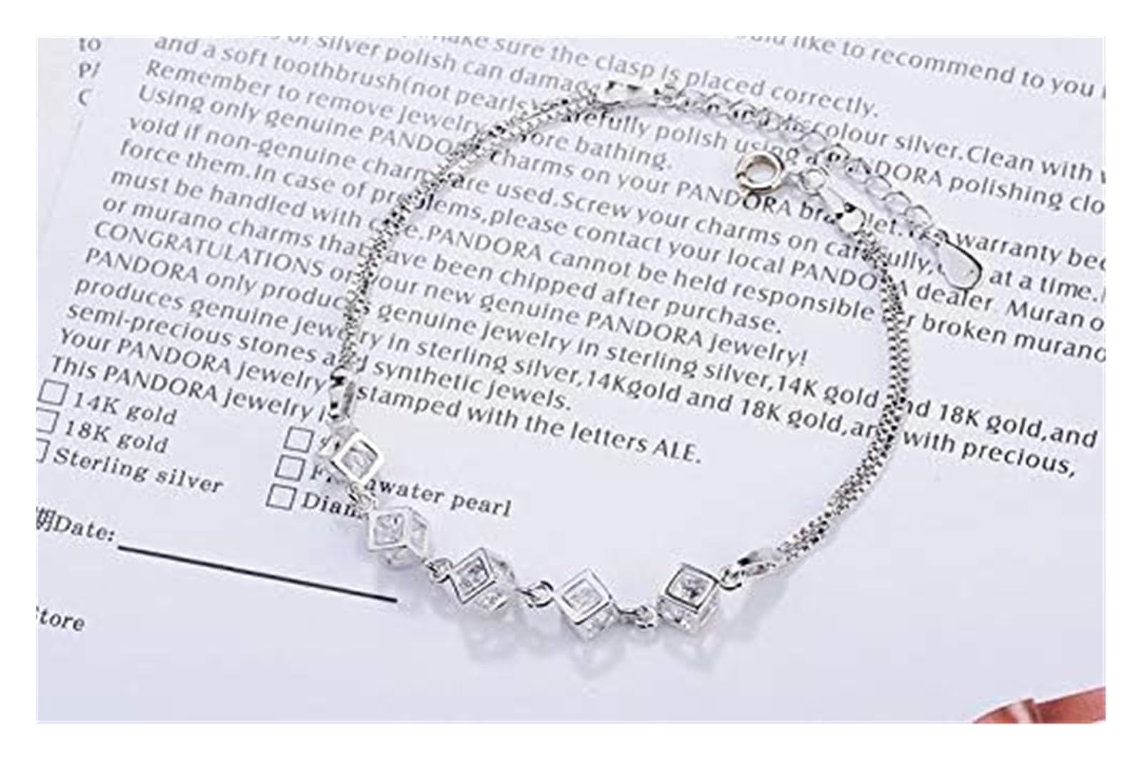 Bracciali Bracciali Gioielli da Donna Regalo da Donna Moda for Ragazze Bracciale Regolabile con Perline di Cristallo con Ciondolo Quadrato for Le Donne Bangle Party Perline