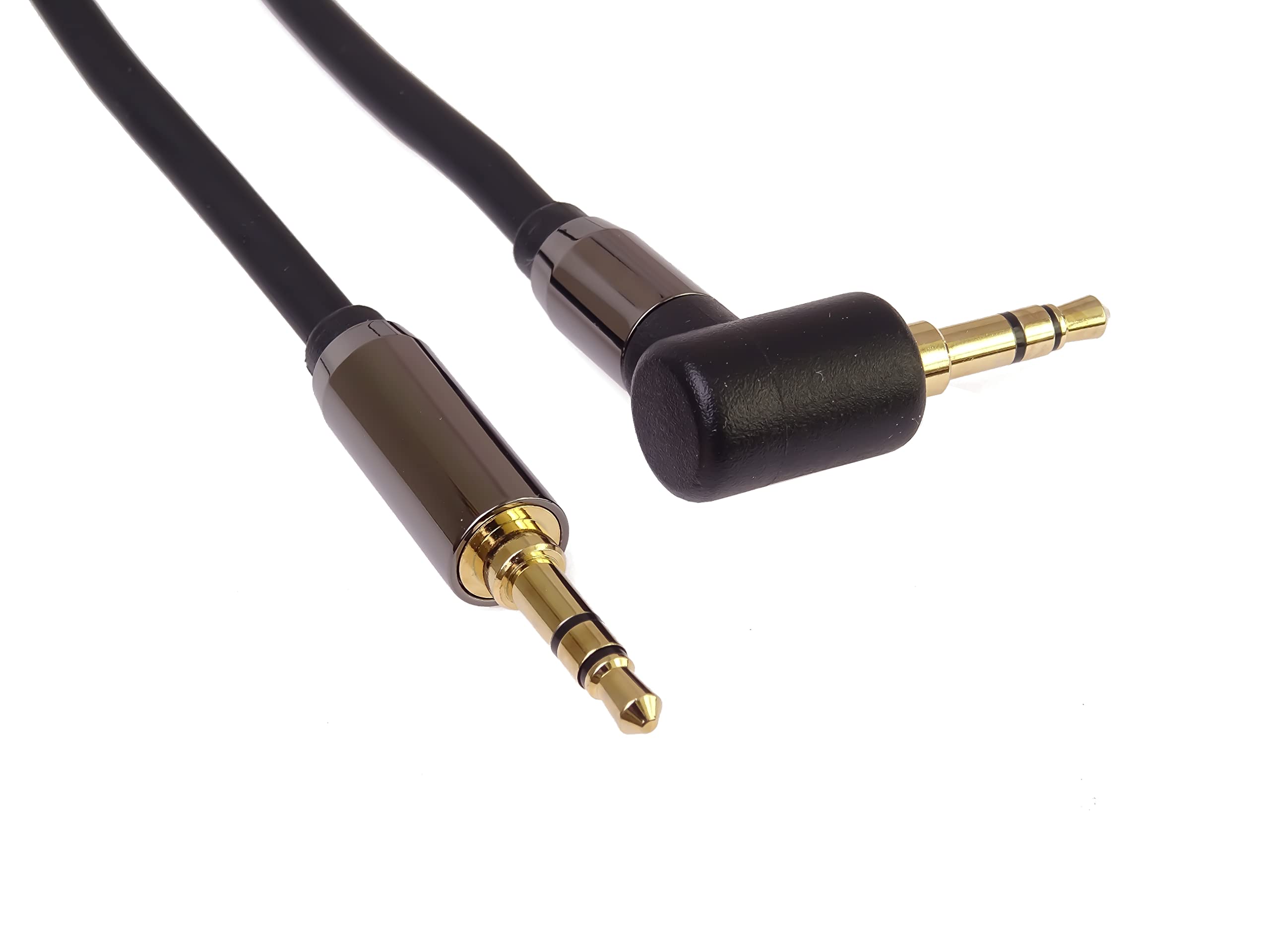 PremiumCord Stereo HQ Jack Cable 3.5 mm, Jack Plug 3.5 mm, Stereo Jack Male to Male 90°, Aux Headset Audio Connection Cable, Shielded, Metal Connector, M/M, Length 3 m