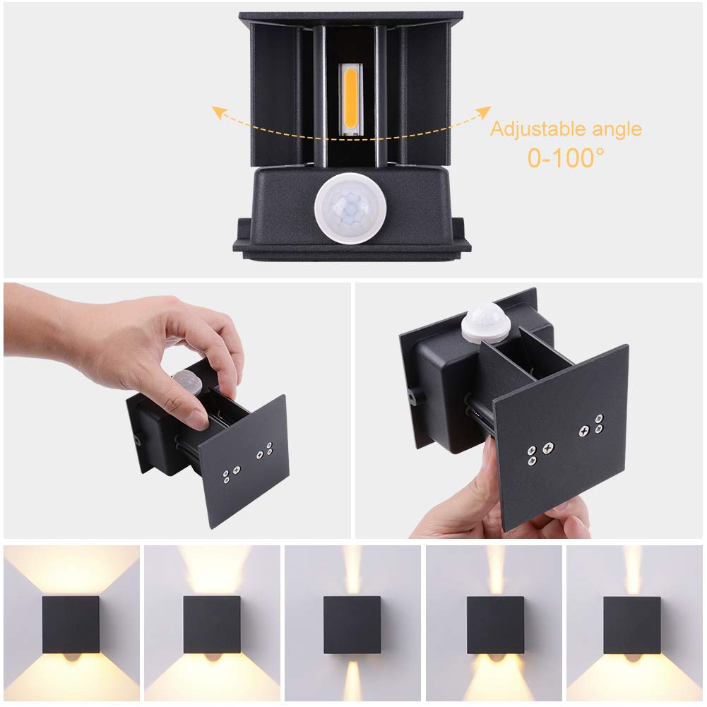 Buiten wandlamp zwart met kunststof bol incl. bewegingsmelder IP44 - Sfera