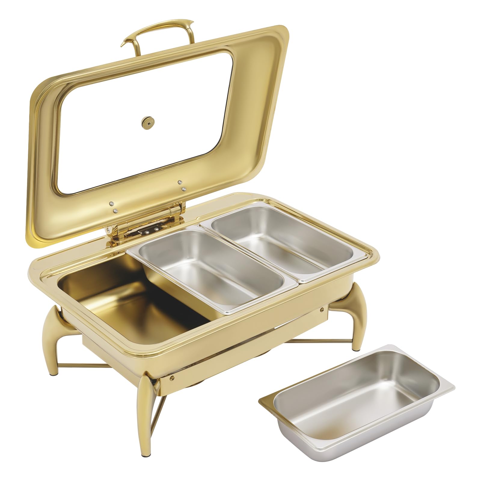 Plats en acier inoxydable à friction dorée for buffet Cuisinière de buffet
