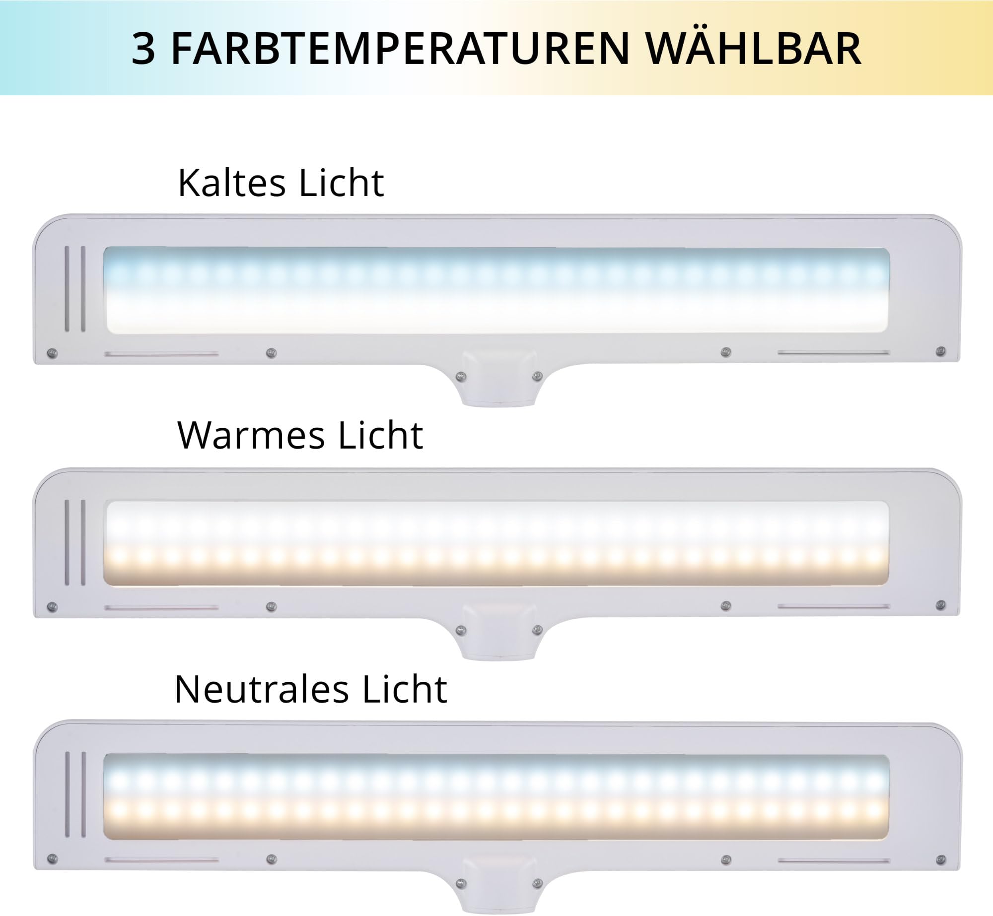 Showlite AL-6012 Arbeitsplatzleuchte - Dimmbare LED Schreibtischlampe für Büro oder Werkstatt - Klemmbare Tageslichtlampe mit Kugelgelenk - Tischlampe mit 4 Helligkeitsstufen - Monitor Lampe Weiß