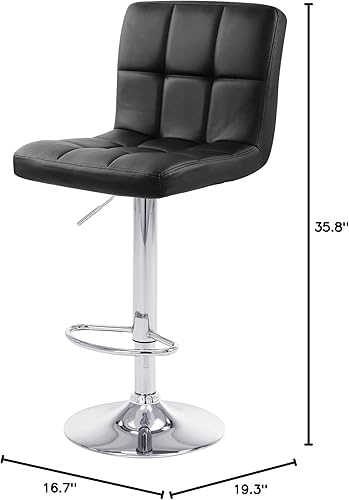 Miniatura 2 de NOBPEINT Taburetes de bar giratorios ajustables con respaldo cuadrado, marrón (juego de 2)