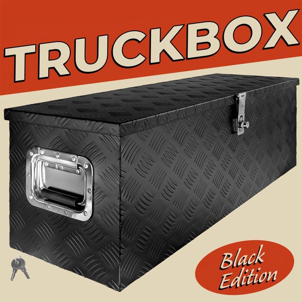 Auswahl Deichselbox Schwarz Montage Werkzeugkasten Truckbox Alu Box Anhänger Kiste Deckel Abschließbar Alubox Transportbox Werkzeugbox Aluminium trucky, Ausführung:Modell 9 (99 x 32 x 33 cm / D100)
