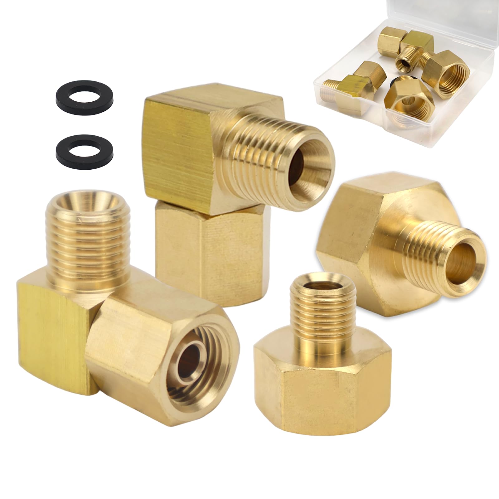 Adaptador para bombonas de gas, 4 unidades, adaptador de gas de 1/2" IG derecha x 1/4" AG izquierda + acoplamiento rápido de gas de 90°, ángulo de 1/4 pulgadas, manguera de gas izquierda, conector de