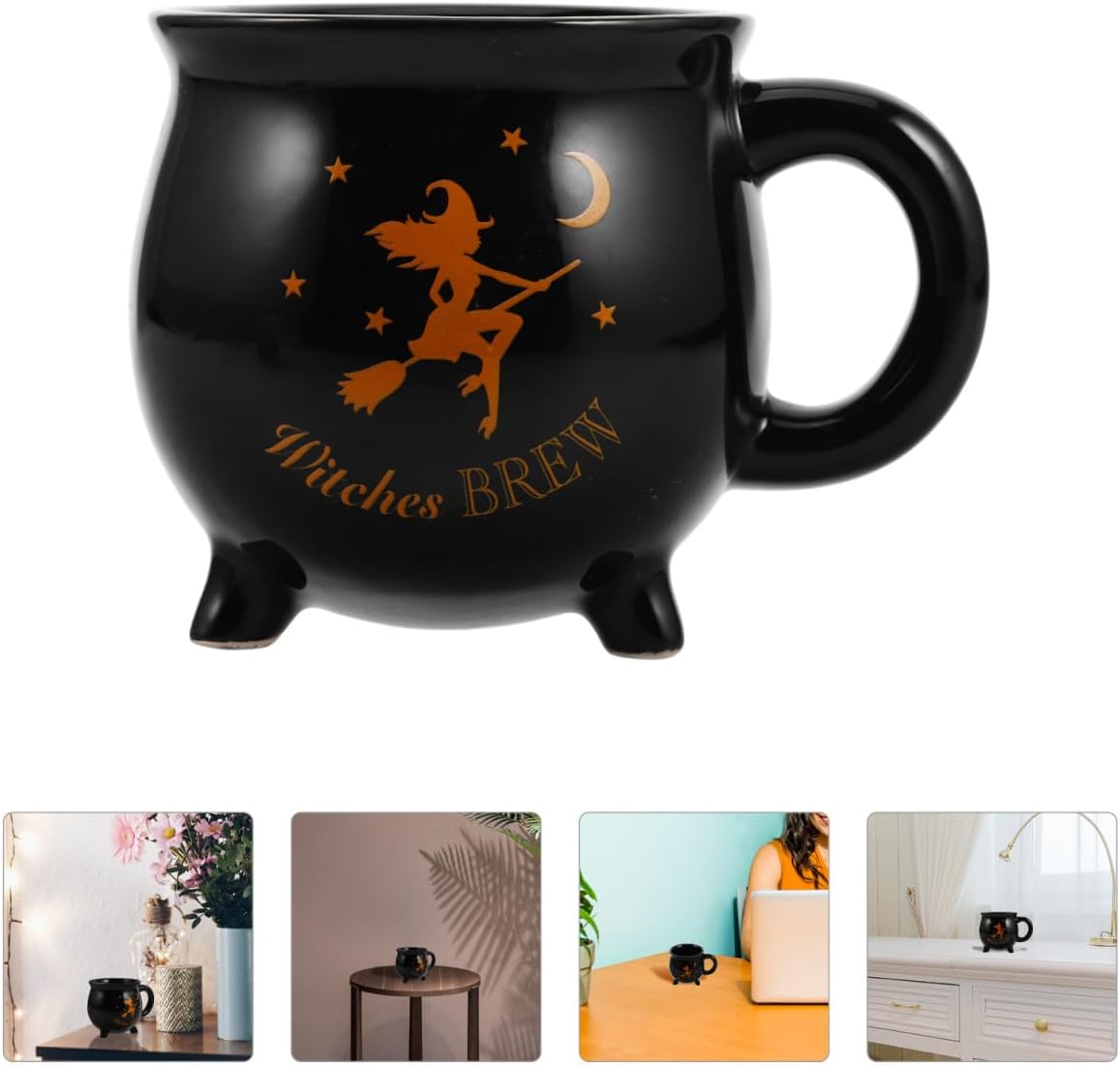 GLEAVI Witch Cup Ceramic Cauldron Mug 12Oz Porcelain Coffee Mug for Women Unique Witchy Drinkware for Halloween Kitchen Dining - Image 7