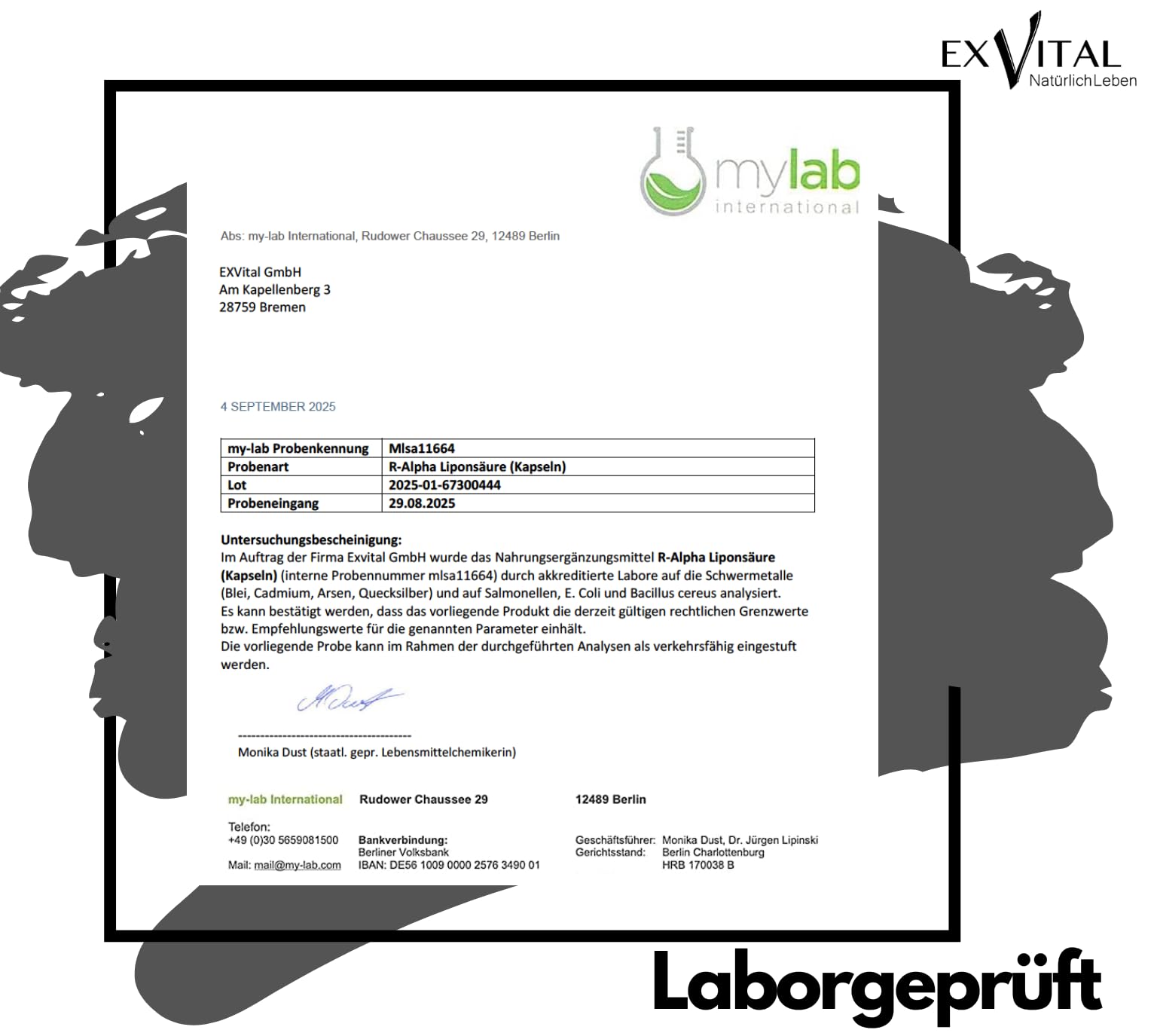 EXVital® R-Alpha-Liponsäure, hochdosiert mit 300mg pro Kapsel, in natürlicher R-Form, 180 Kapseln, vegan & ohne Zusätze, laborgeprüft