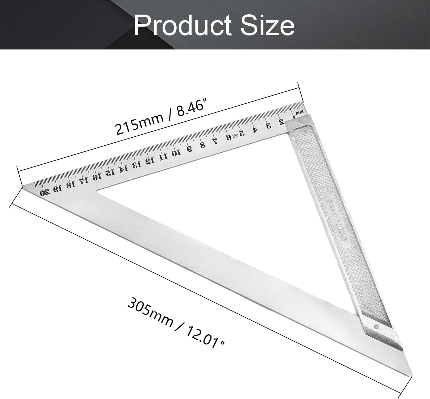 Utoolmart 20cm / 7.9-inch Thicken Triangle Square Ruler Aluminum Alloy Right Angle Woodworking Tool Measurement 1pcs