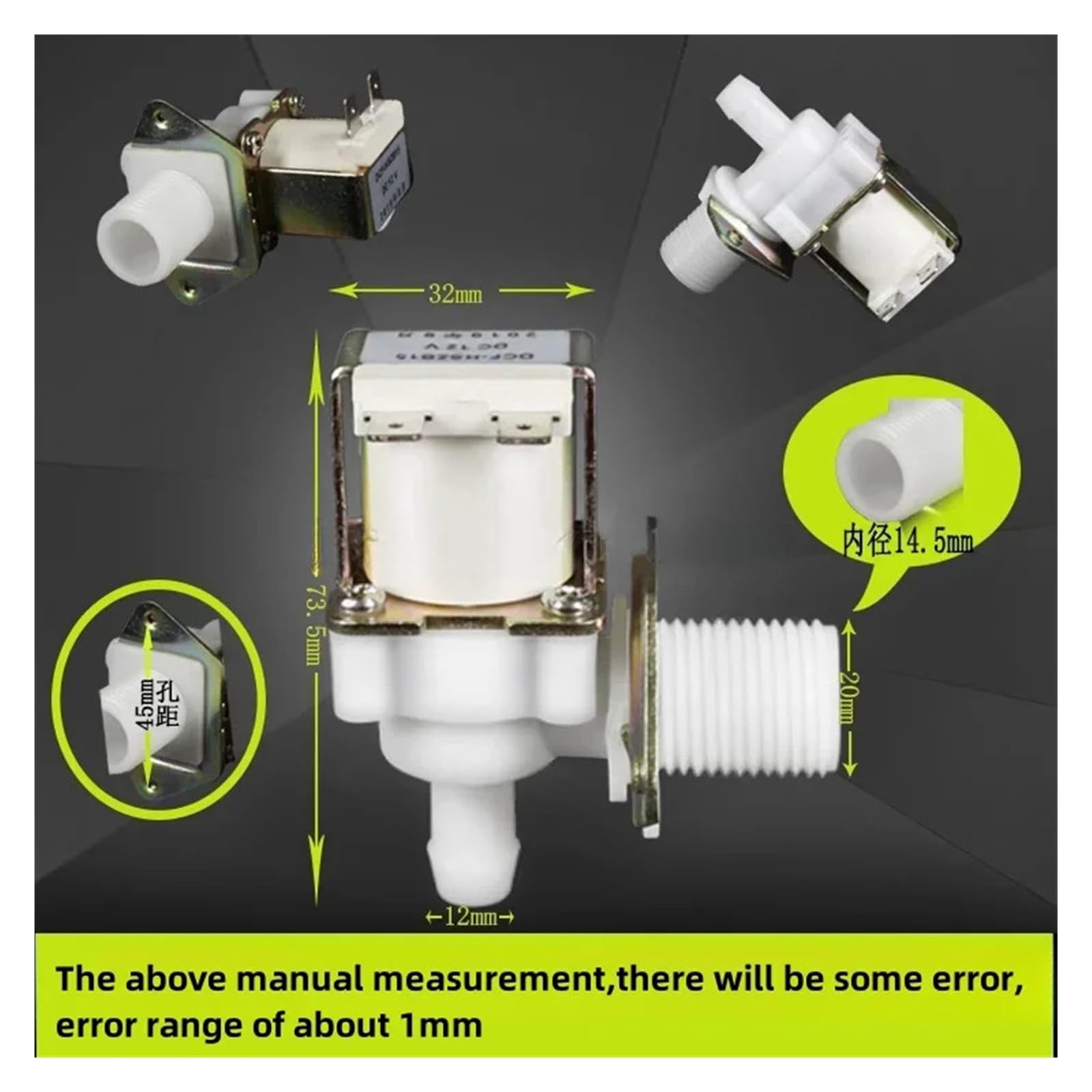 Válvula solenoide de plástico NC/NO for dispensador de agua, con rosca macho de 1/2", tubo de 12 mm, CA/CC 220 V, 24 V y 12 V.(N-p,220V,Open)