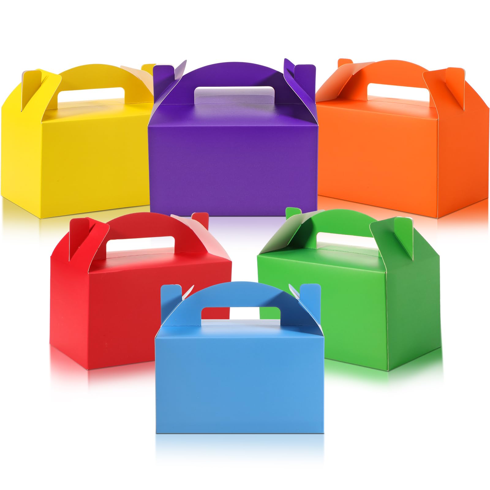 Skyygemm 24 Pcs Graduation Party Favor Gable Boxes Colorful Paper Treat Goodie Candy Cake Gift Box for Summer Birthday Wedding Party Decorations, 6 x 3.5 x 3.5 Inch(Rainbow)