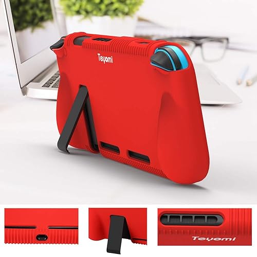Miniatura 6 de Teyomi Protective Silicone Case for Nintendo Switch, Grip Cover with Tempered Glass Screen Protector, 2 Storage Slots for Game Cards,
