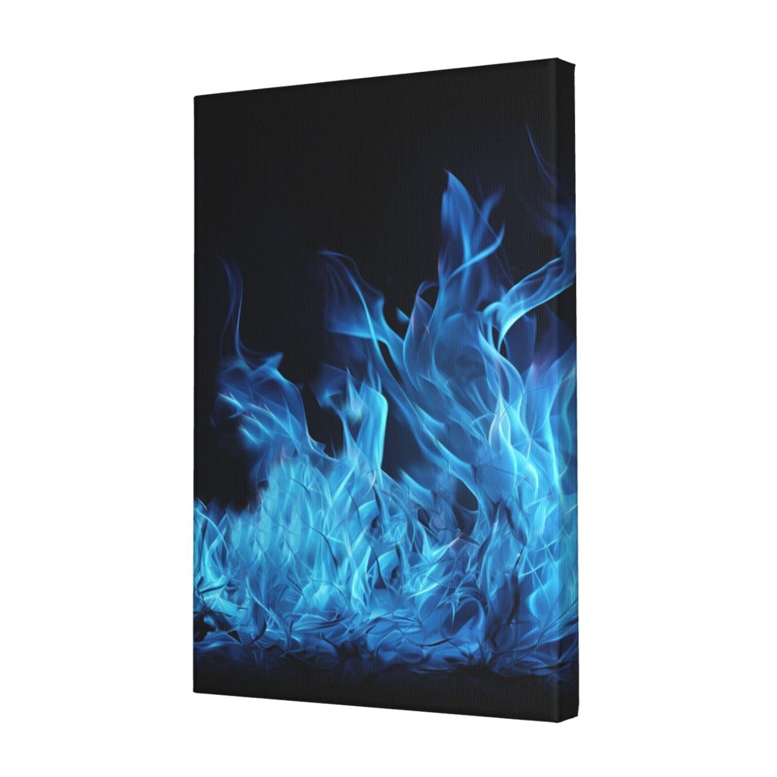 KLOPH Blue Flame Canvas Wall Art for Living Room 12"x18" Modern Artwork Painting for Bathroom Hanging Canvas Prints Aesthetic Wallart for Bedroom Kitchen Office Wall Decor
