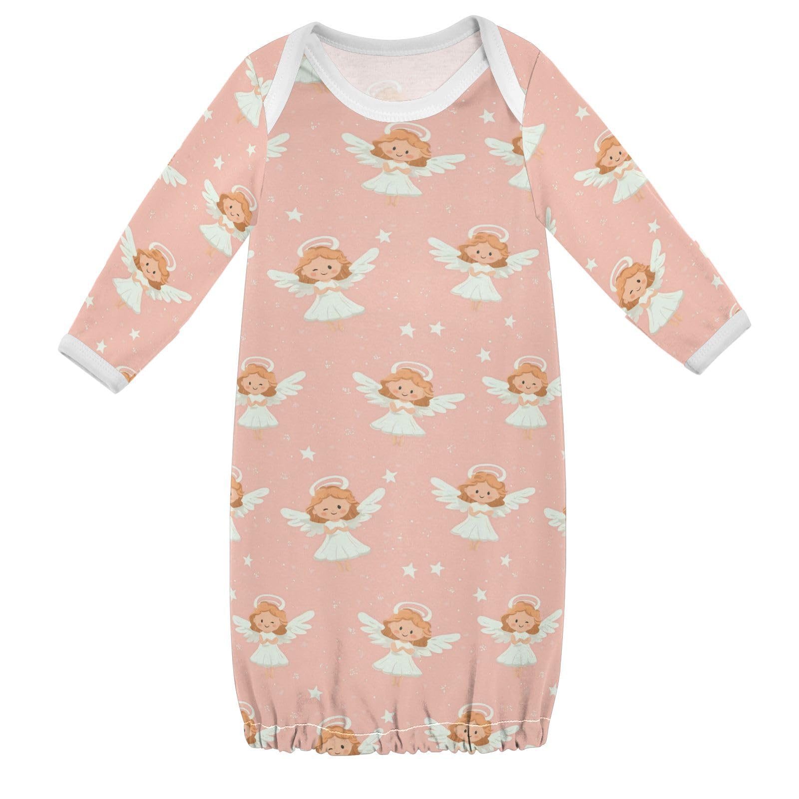 vvfelixl Cartoon Little Angel Baby Gown,Baby Sleepers Gown for Boy Girls Newborn Babys Nightgown for 6-12 Months Infant Cotton Nightdress Long Sleeve Multicolor
