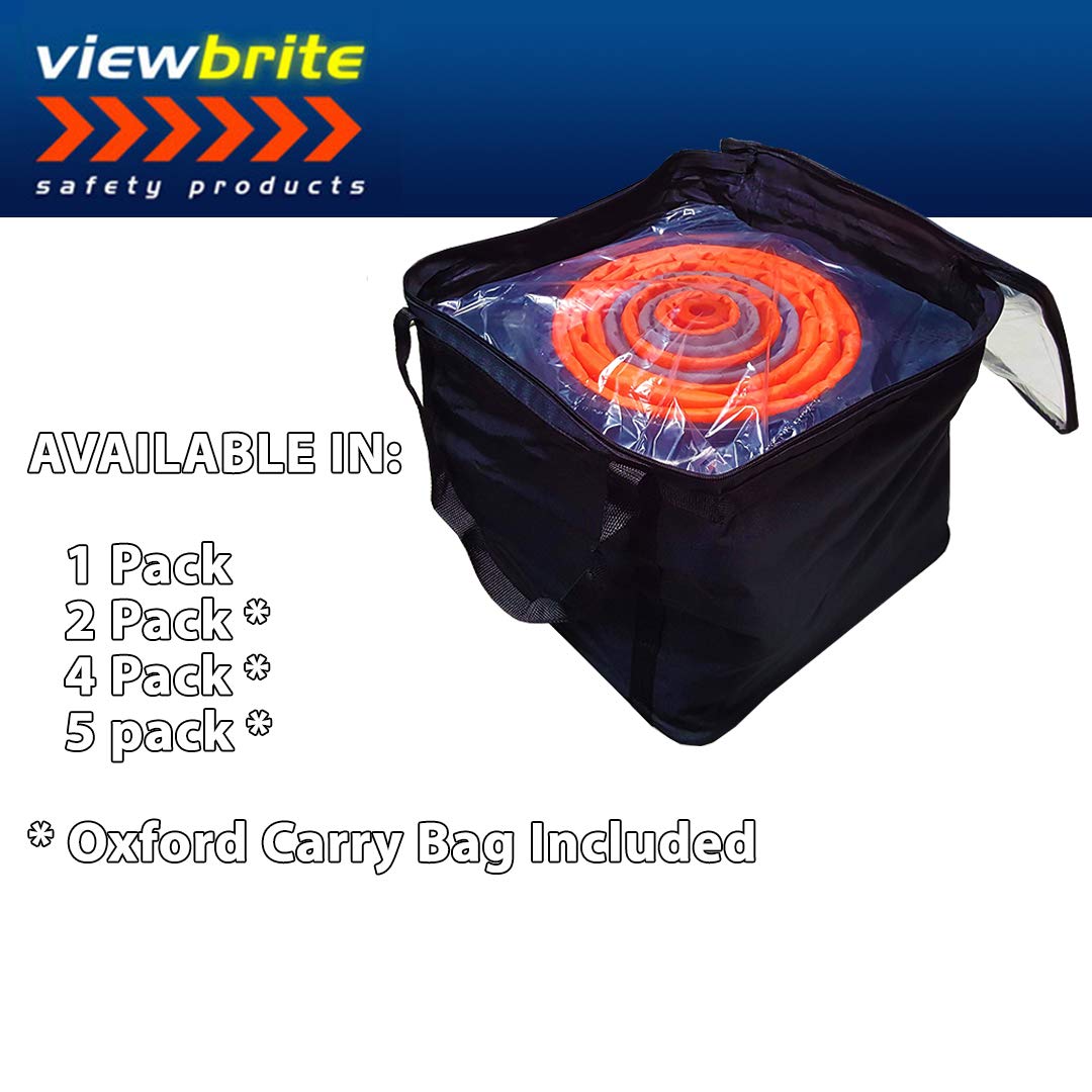 VIEWBRITE Collapsible Traffic Cones with LED Lighting - Safety Cones Emergency Road Cones Parking Cones Orange Collapsable Cones with Heavy-Duty Rubber Base - 28 inches Tall - 5 Pack
