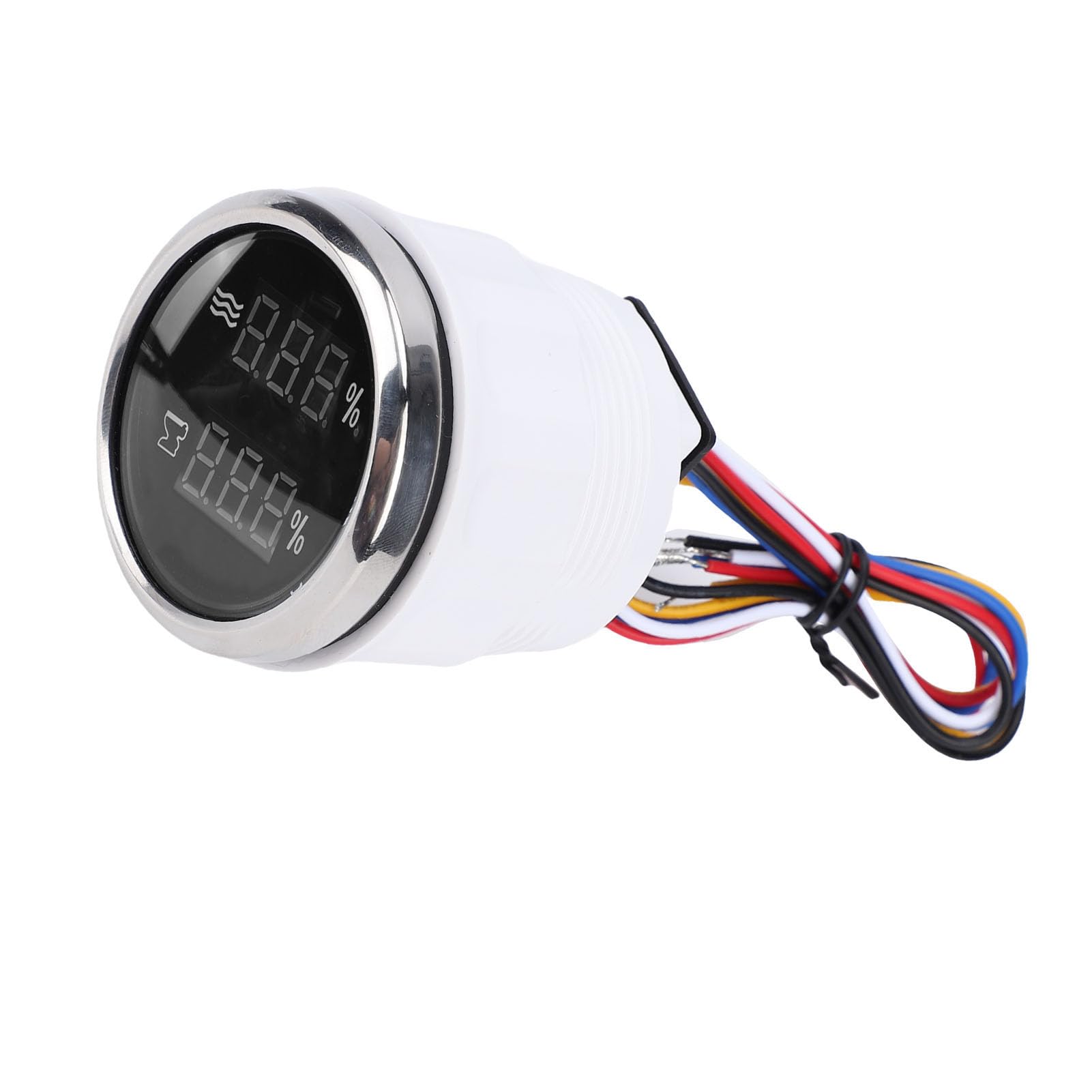 Yctze Misuratore Digitale del Livello Dell'acqua delle Acque Reflue 2 in 1 da 52 Mm Misuratore Compatto del Serbatoio Dell'acqua a Doppia Funzione per Veicoli Marini (Quadrante nero Lunetta