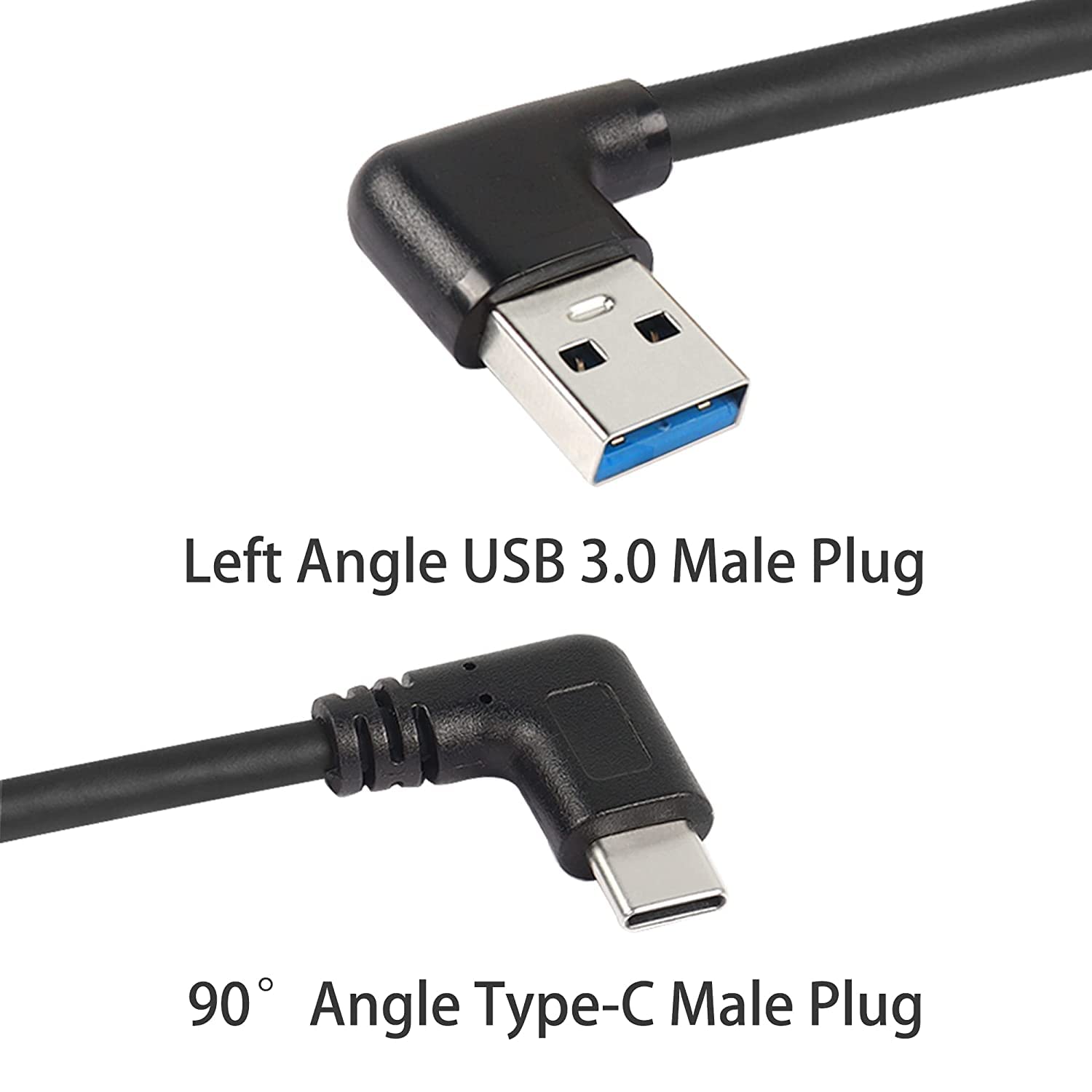 Usb C Coudé GELRHONR Câble USB De Type C à Angle Droit à Gauche, 90 Degrés, 18 W, Charge Rapide, Câble USB A Vers USB C (noir-droit-1 M Câble Usb C Coudé
