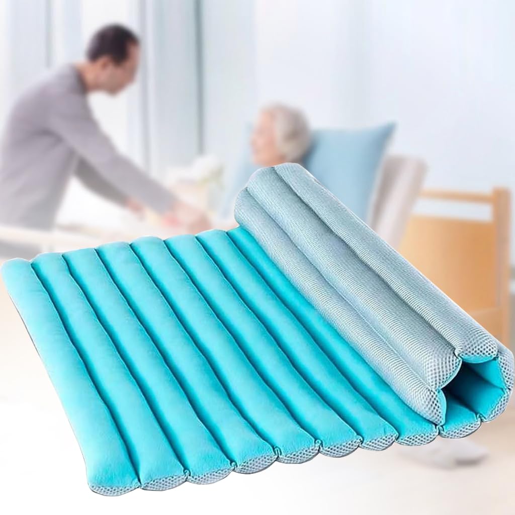 Colchón Antiescaras para Personas Mayores,Colchón De Presión Alterna,Diseño de doble cara Cómodo Colchón, Colchón para La Prevención De úlceras para Personas Discapacidad,Light blue,160x70x4cm