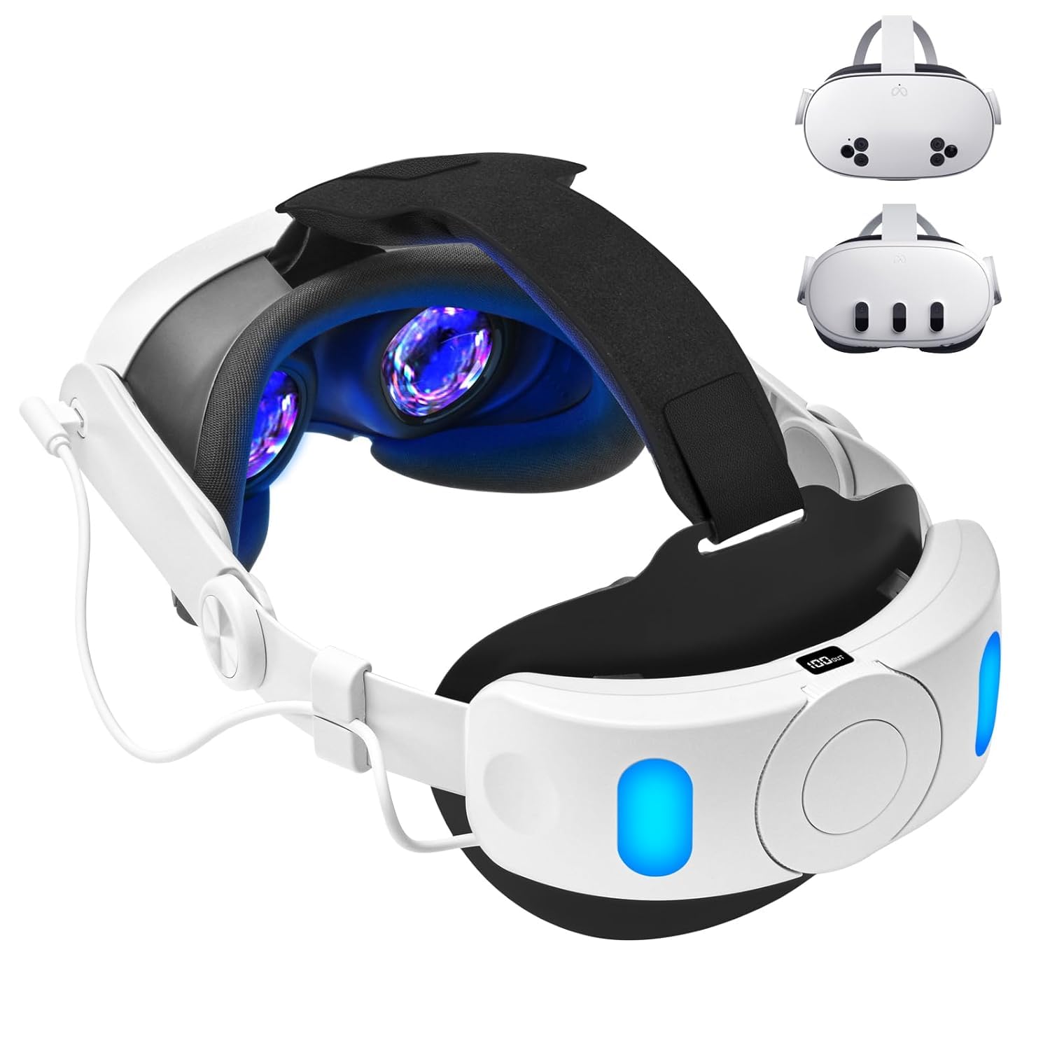 New World VR Head Strap with 6000mAh Battery Pack for Meta Quest 3/Quest 3S VR Headset,Quest 3/3S Accessories Adjustable Headstrap Replacement with Digital Display, LED Indicator Lightweight-image-25