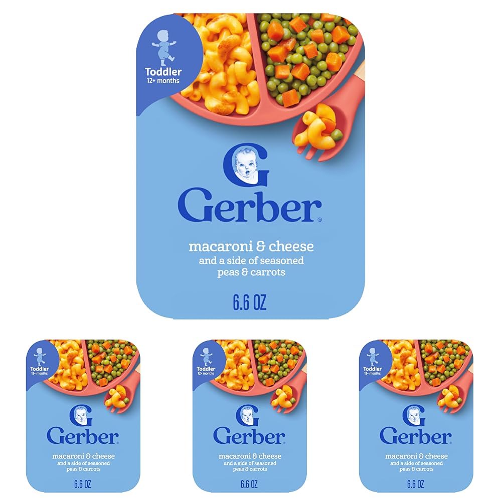 Gerber Macaroni & Cheese with Side of Seasoned Peas & Carrots, 6.6 Oz (Pack of 4)