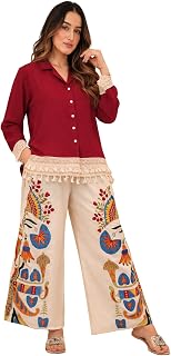 Shrisay Creation Women's Rayon Silk Printed Work Co_Ord Set Collor Neck & 3/4 Sleeve For Women Lightweight & Breathable Fa... Price In India