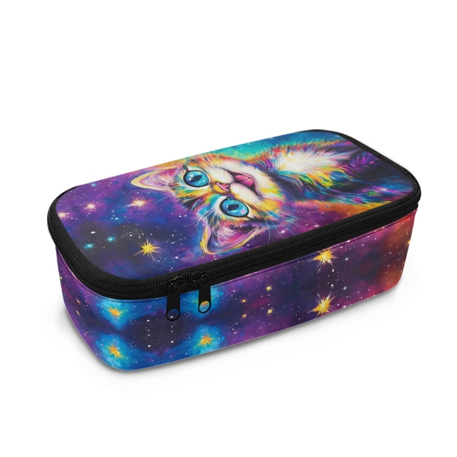 Dngkaoje Animal Cat Pencil Case for School Boys Girls Galaxy Cat Pen Bags Pencil Pouch with Zipper for School Supplies Toddler Boys Girls Large Pencil Holder Marker Pen Organizer for Elementary