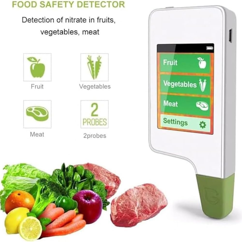 Probador de nitrato de alimentos, detector de residuos de pesticidas 6 en 1 for carnes, frutas y verduras, detector de alimentos, medidor de radiación for agua, for carnes frescas, frutas y verduras(B