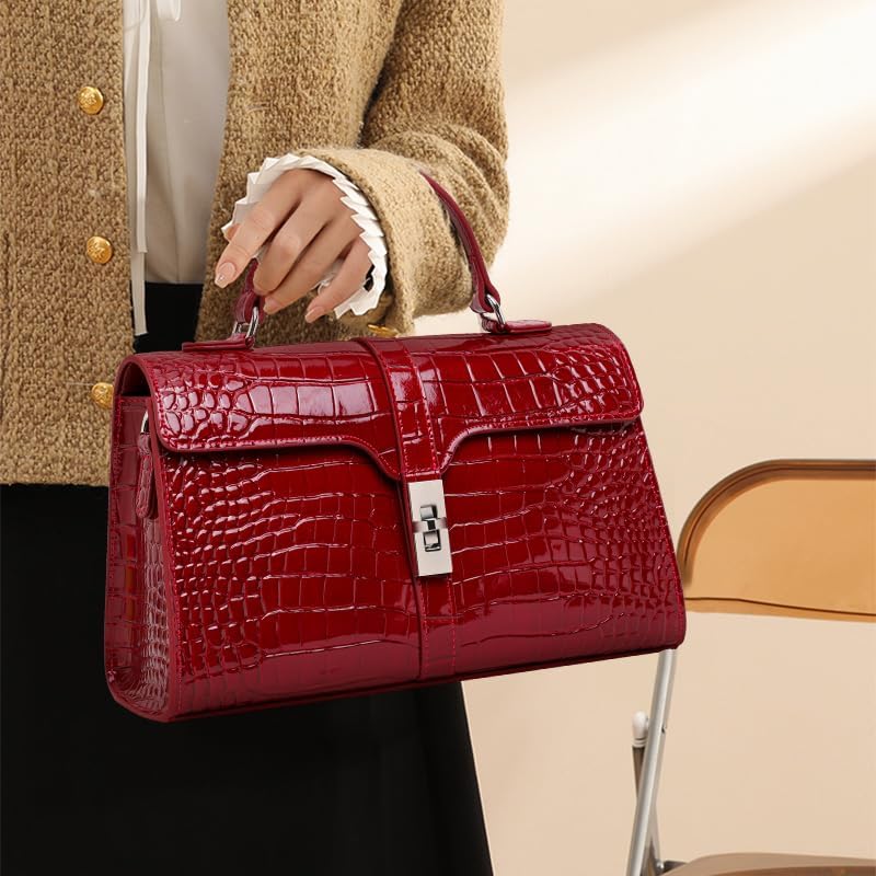 Genuine leather crocodile-patterned women's handbag with removable fine shoulder strap evening bag cashmere wallet - Image 2