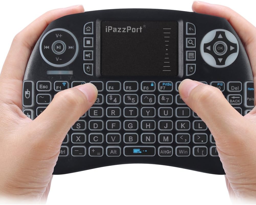 iPazzPort Backlit Wireless Mini Keyboard USB with Touchpad for Android TV Box, Nvidia Shield TV, Raspberry Pi 3 KP-810-21SL