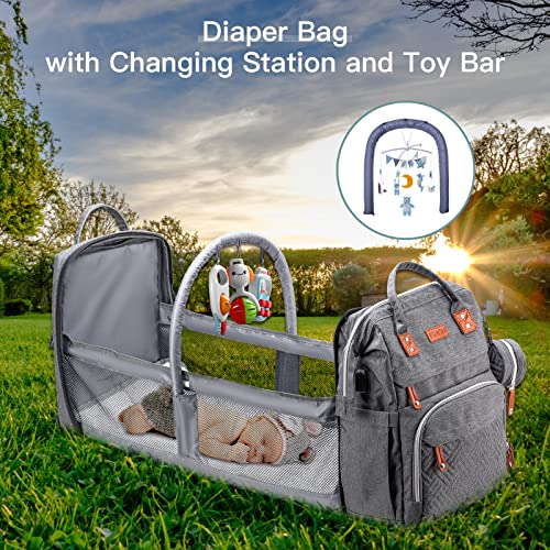 Image of ISMGN Diaper Bag Backpack with Changing Station, Extra Large Diaper Bag, Multifunctional Diaper Bag, Baby Bag, Deep Gray