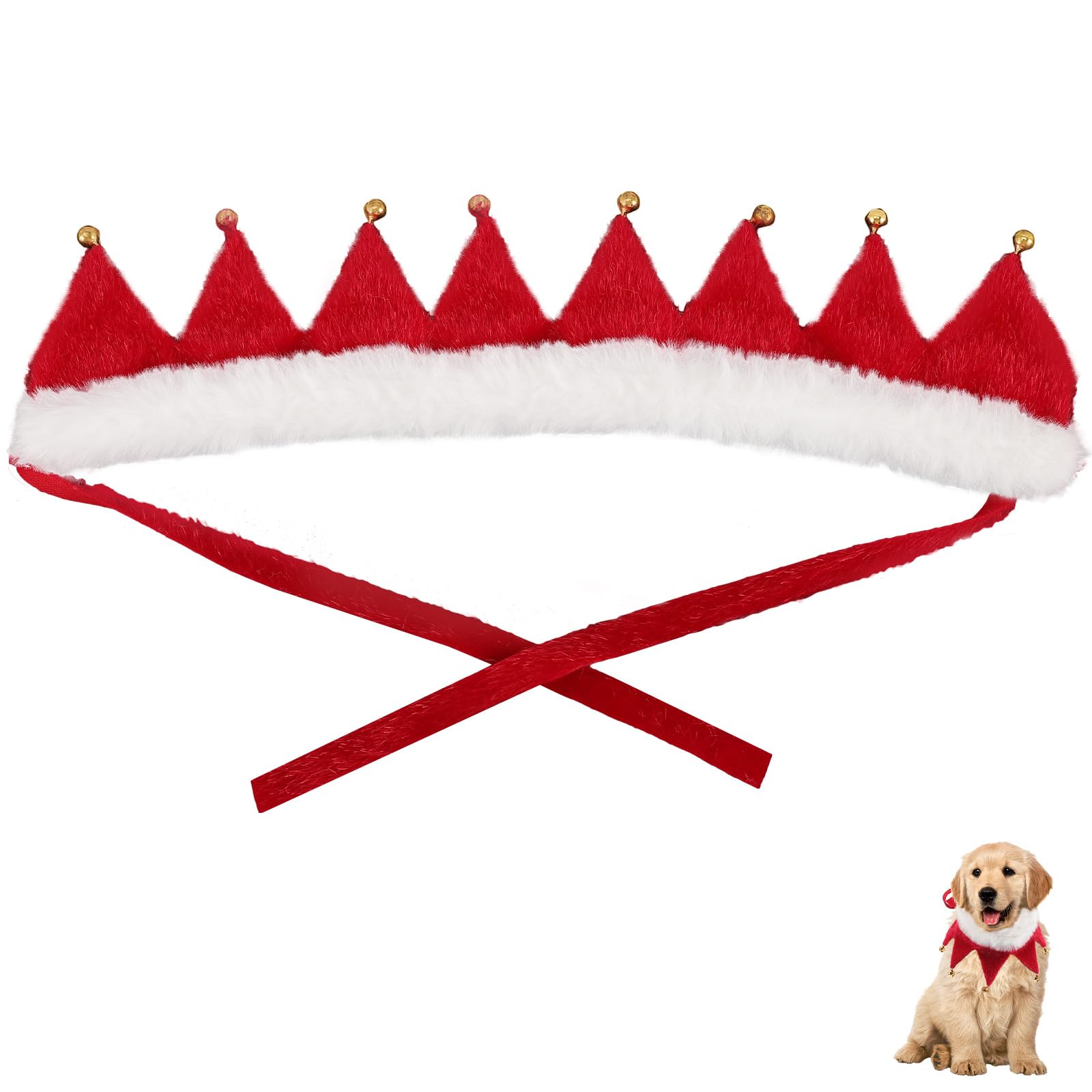 Christmas Pet Collar Adjustable Dog Collars with Jingle Bell Christmas Costume Accessories for Small Dog Cat Puppy Kitten Size XL
