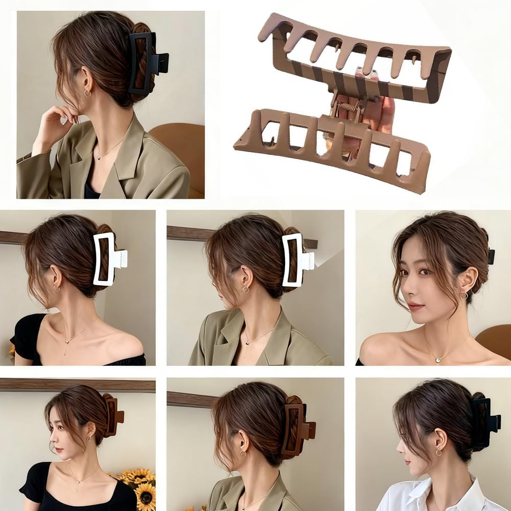 4 fermagli per capelli extra grandi, 13 cm, grandi fermagli per capelli spessi, lunghi e ricci, opachi, antiscivolo per capelli da donna, con forte tenuta, XL