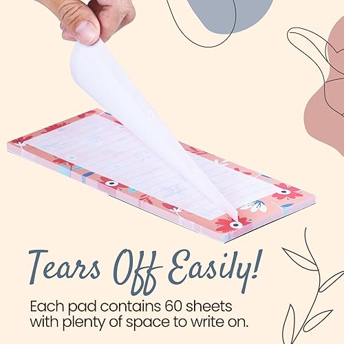 Miniatura 6 de Prims & Flourish Magnetic Notepads for Refrigerator, 4-Pack Grocery List Magnet Pad for Fridge, To-Do List, Reminders, Scratch Pads, Cute Floral