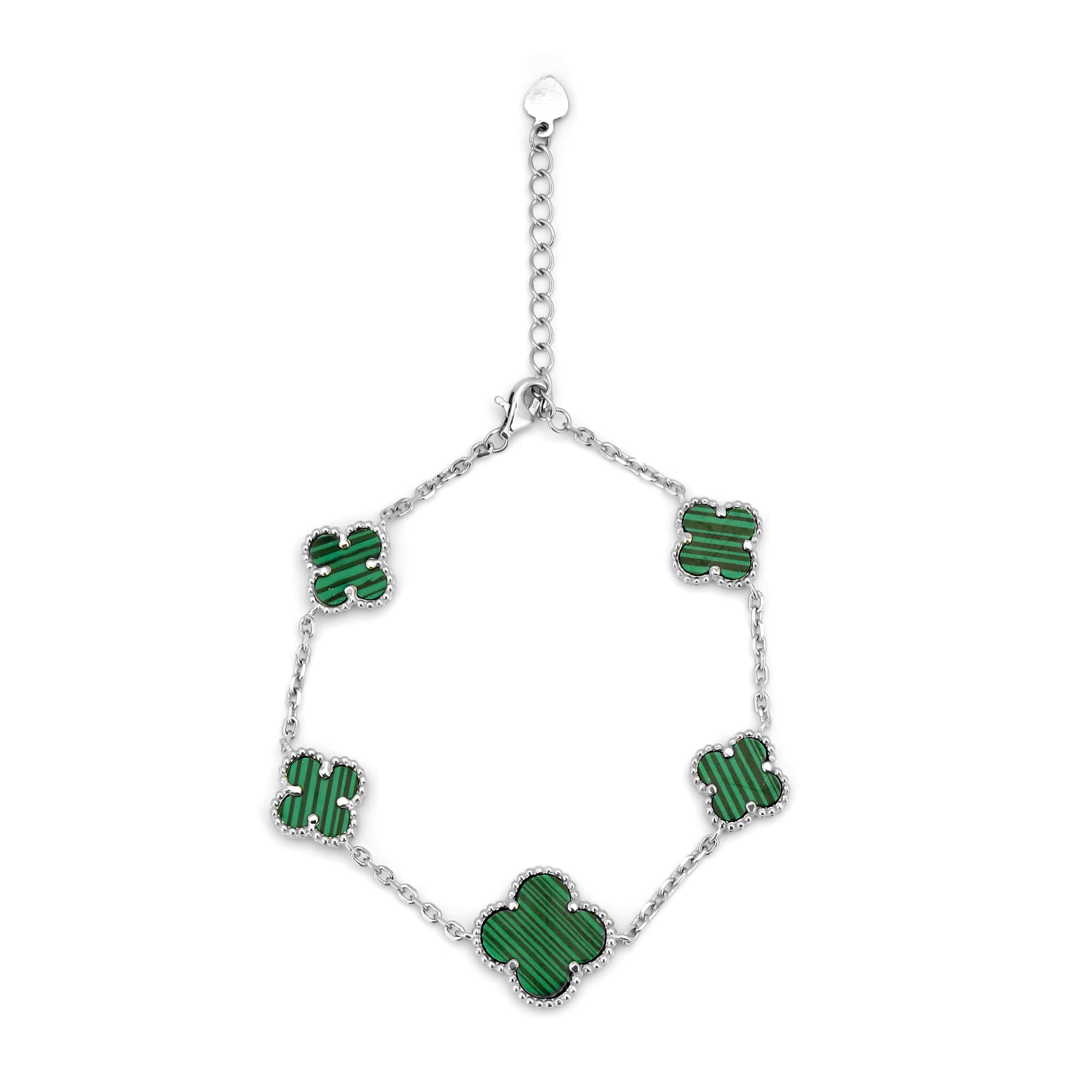 925 Sterling Silver Inlay Clover Silver Linking Bracelet for Women & Girls | Gift for Women Wife Girls-image-47