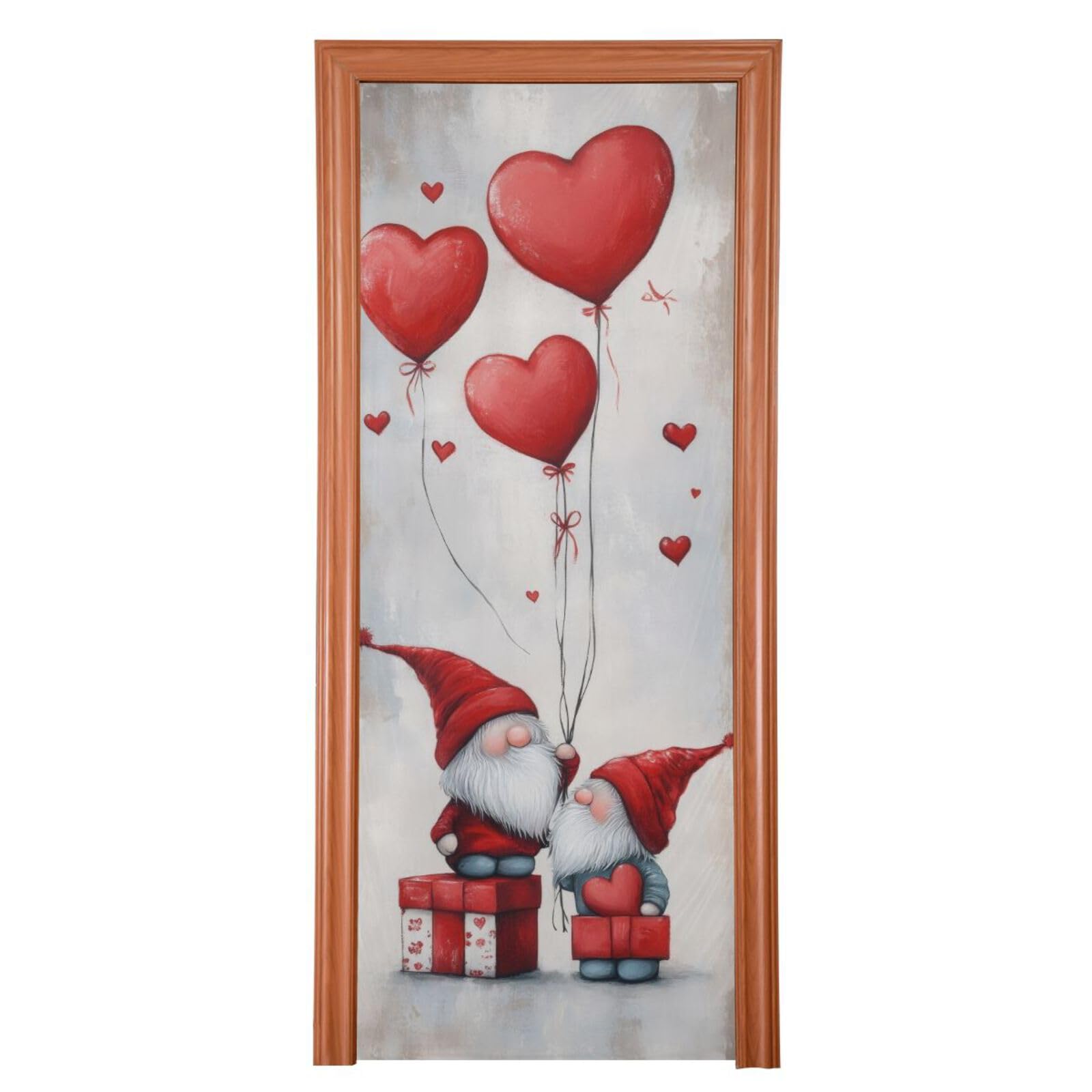 FLildon Valentine's Day Gnome Balloon Love Door Cover Decoration, Party Accessory Porch Decor for Festive Ornament Room Door Covers 36 x 98 Inch