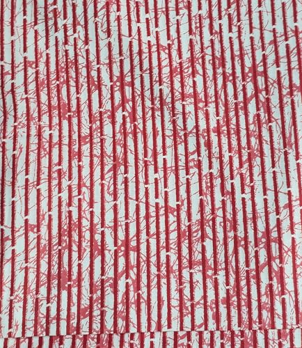 Image of 2 Meter Hand Block Indian Cotton Unstitched Jaipuri Handmade Digital Printed Fabric Material for Women Kurta /Blouse /Palazzos /Piece Material for Women's (Lehriya Red)