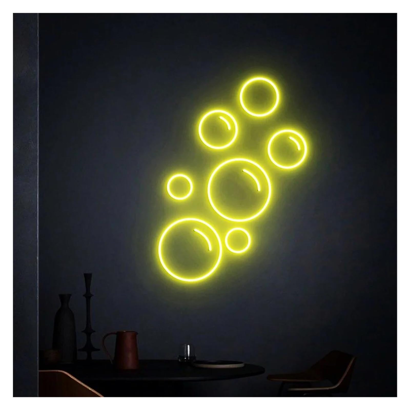 LEMST Signs Lamp Bubbles Neon Sign USB Powered Adjustable Brightness Bubbles Neon Lights for Club Wall Decor 28cmx38cm(F)