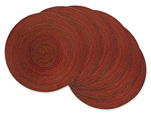 DII Tabletop Collection, Variegated Round Placemat, Round, 15" Diameter, Red, 6 Piece